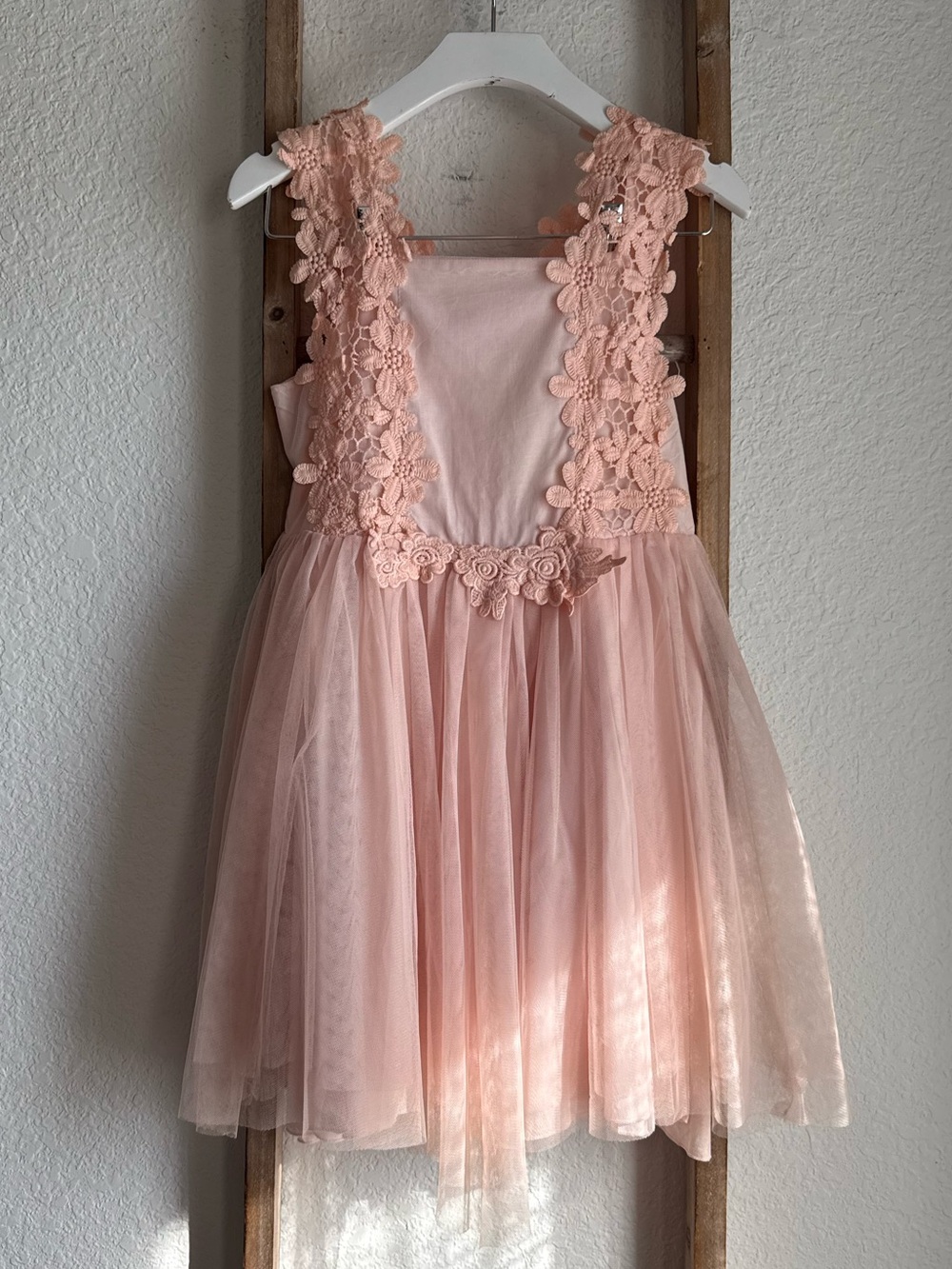 Trish Scully Blush Pink Floral Lace & Tulle Flower Girl Dress Sz: 8 NWT
